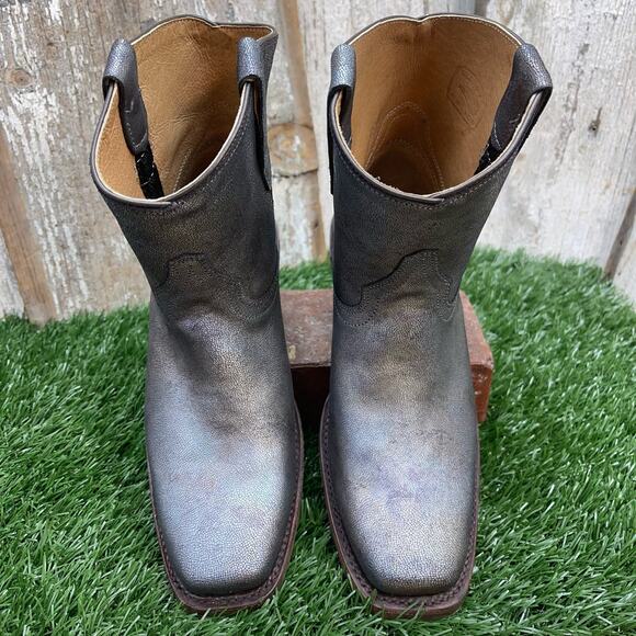 COFI Leathers Silver Oil Slick Spill Short Cowboy Boots Women's 7 - Picture 3 of 11
